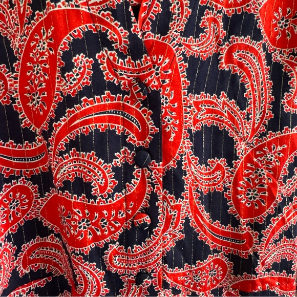 Boden Tie Neck Mini Dress in Red and Blue Paisley Cluster Twee Women’s Size 14 - Picture 8 of 16